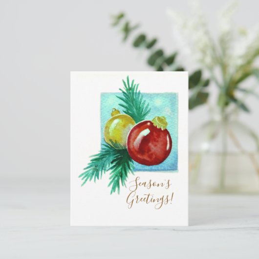 Weihnachtsgrüße Karte Mit Weihnachtskugeln (Stehend Vorderseite)