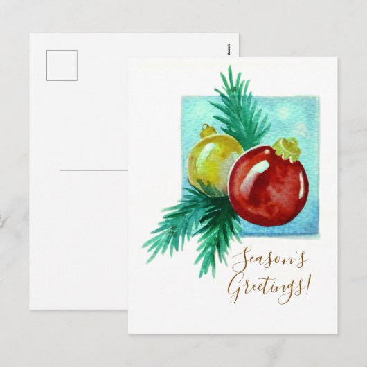 Weihnachtsgrüße Karte Mit Weihnachtskugeln (Vorne/Hinten)