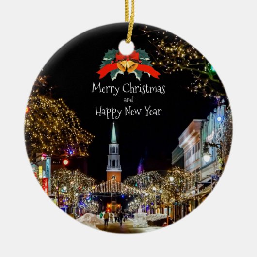 Weihnachtsgrüße Keramik Ornament (Vorne)