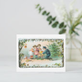 Weihnachtsgrüße - Kinder und Spielzeug Feiertagspostkarte (Stehend Vorderseite)