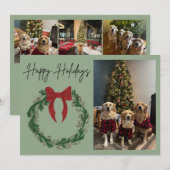 Weihnachtsgrüße Kranz Fotokarte Feiertagskarte (Vorne/Hinten)