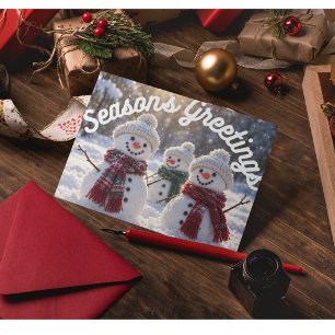 Weihnachtsgrüße lächelnde Schneemann Postkarten