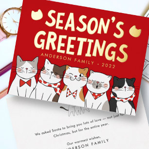 Weihnachtsgrüße Lustige Süße Katzen Singen Weihnac Folien Feiertagskarte
