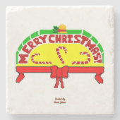Weihnachtsgrüße Marble Stone Untersetzer (Vorderseite)