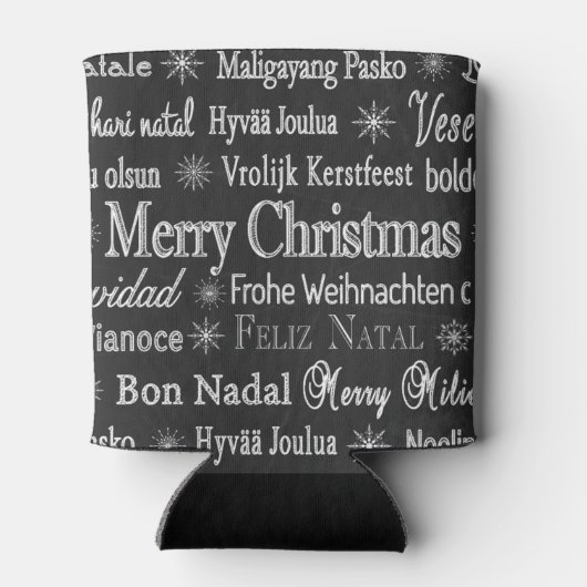 Weihnachtsgrüße Mehrere Sprachen Schwarz Dosenkühler (Rückseite)