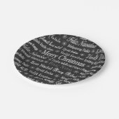 Weihnachtsgrüße Mehrsprachige Tafel Pappteller (Schrägansicht)