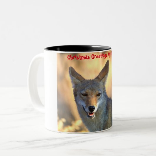 Weihnachtsgrüße Mein altes Coyote Zweifarbige Tasse (Vorderseite Links)