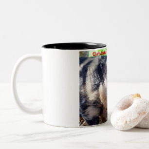 Weihnachtsgrüße mein altes Wildschwein Zweifarbige Tasse