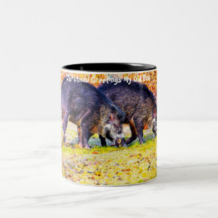 Weihnachtsgrüße mein altes Wildschwein Zweifarbige Tasse