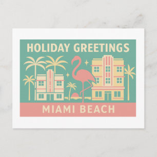 Weihnachtsgrüße Miami Beach Art Deco Postkarte