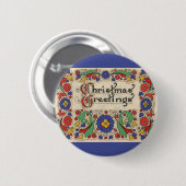 Weihnachtsgrüße mit dekorativen Grenzen Button (Vorne & Hinten)