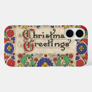 Weihnachtsgrüße mit dekorativen Grenzen iPhone 16 Hülle