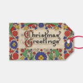 Weihnachtsgrüße mit dekorativen Grenzen Geschenkanhänger (Vorderseite (Horizontal))