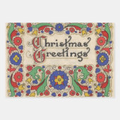 Weihnachtsgrüße mit dekorativen Grenzen Geschenkpapier Set (Vorderseite 2)