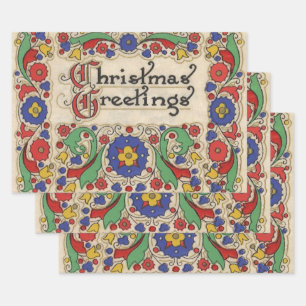 Weihnachtsgrüße mit dekorativen Grenzen Geschenkpapier Set