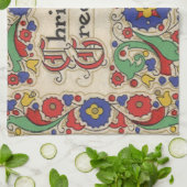 Weihnachtsgrüße mit dekorativen Grenzen Geschirrtuch (Gefaltet)