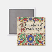 Weihnachtsgrüße mit dekorativen Grenzen Magnet (Vorderseite/Rückseite)