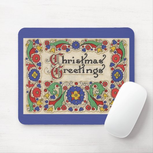 Weihnachtsgrüße mit dekorativen Grenzen Mousepad (Mit Mouse)