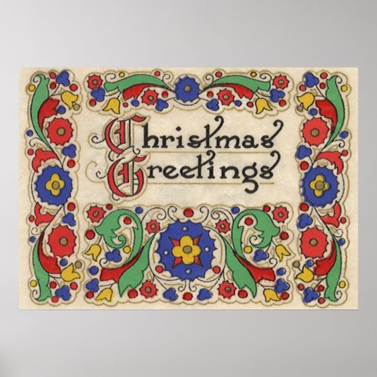 Weihnachtsgrüße mit dekorativen Grenzen Poster (Vorne)