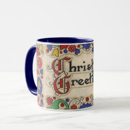 Weihnachtsgrüße mit dekorativen Grenzen Tasse
