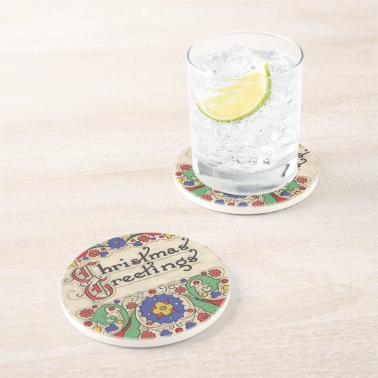 Weihnachtsgrüße mit dekorativen Grenzen Untersetzer (Seite)