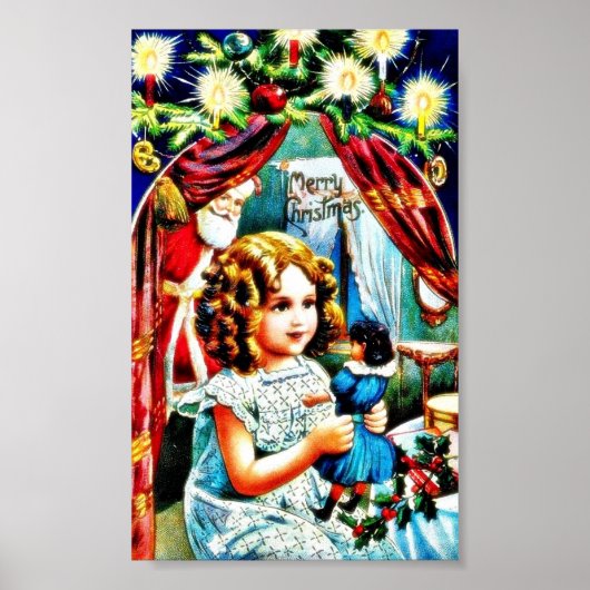 Weihnachtsgrüße mit einem Mädchen, das ein Spielze Poster (Vorne)