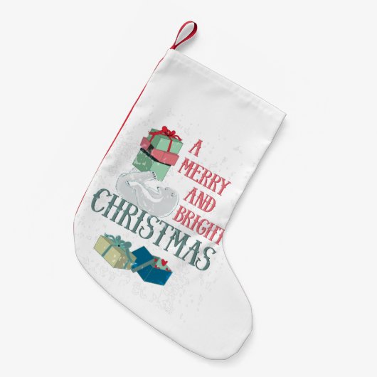 Weihnachtsgrüße mit einem Polar-Bär Kleiner Weihnachtsstrumpf (Vorderansicht (hängend))