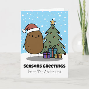 Weihnachtsgrüße mit einer Kartoffel Feiertagskarte