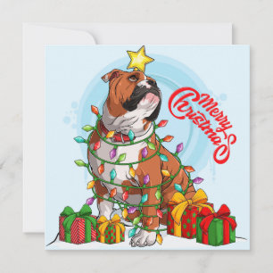 Weihnachtsgrüße mit English Bulldog Feiertagskarte