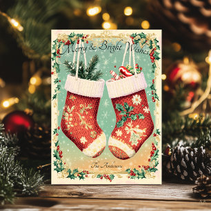 Weihnachtsgrüße mit festlichen Strümpfen Einladung