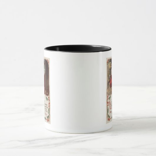 Weihnachtsgrüße mit Hand auf Bart Tasse (Zentrum)