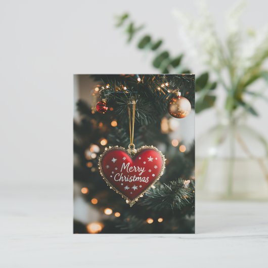 Weihnachtsgrüße mit Herz Postkarte (Stehend Vorderseite)