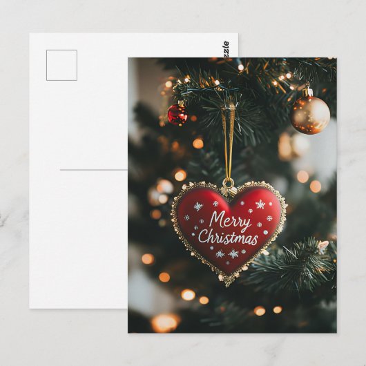Weihnachtsgrüße mit Herz Postkarte (Vorne/Hinten)