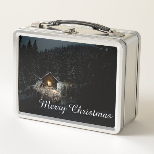 Weihnachtsgrüße mit Hexenhaus Metall Brotdose (Vorderseite)