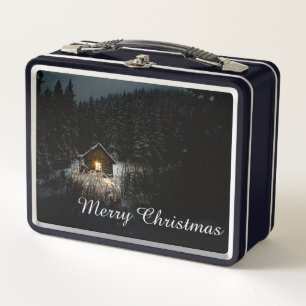 Weihnachtsgrüße mit Hexenhaus Metall Brotdose