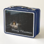 Weihnachtsgrüße mit Hexenhaus Metall Brotdose (Rückseite)
