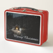 Weihnachtsgrüße mit Hexenhaus Metall Brotdose (Vorderseite)