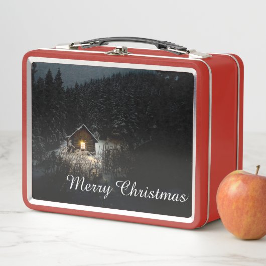 Weihnachtsgrüße mit Hexenhaus Metall Brotdose (Beispiel)