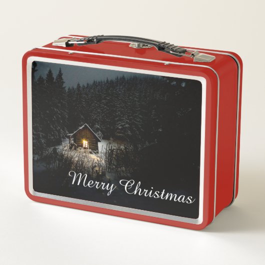 Weihnachtsgrüße mit Hexenhaus Metall Brotdose (Rückseite)