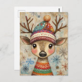 Weihnachtsgrüße mit Hirsch Postkarte (Vorne/Hinten)