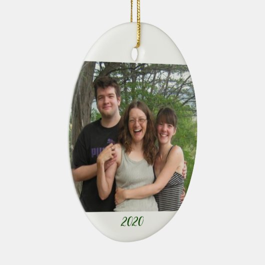 Weihnachtsgrüße mit Ihrem Foto Custom Keramik Ornament (Rechts)