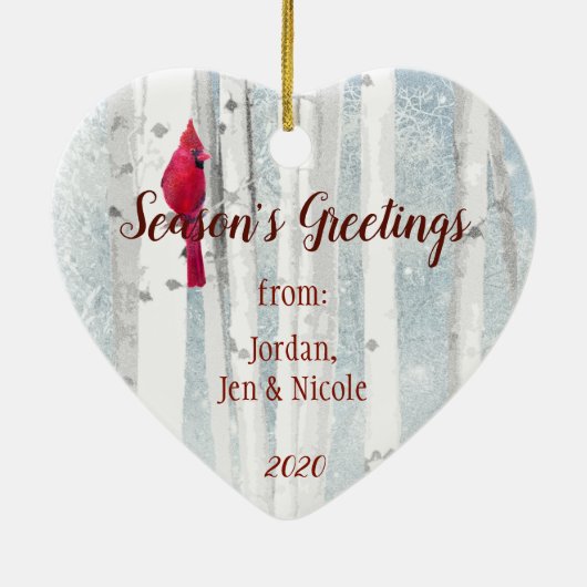Weihnachtsgrüße mit Ihrem Foto Kardinal Birch Keramik Ornament (Hinten)