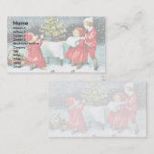 Weihnachtsgrüße mit Kindern, die um sich herum spi Visitenkarte (Vorne/Hinten)