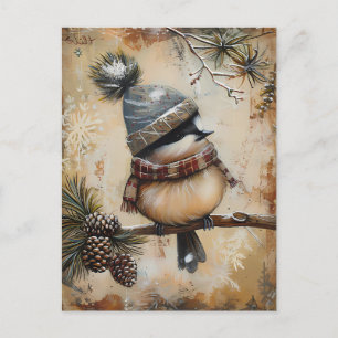 Weihnachtsgrüße mit niedlichem Vogel Postkarte