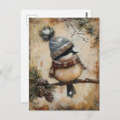 Weihnachtsgrüße mit niedlichem Vogel Postkarte (Vorne/Hinten)