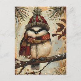 Weihnachtsgrüße mit niedlichem Vogel Postkarte