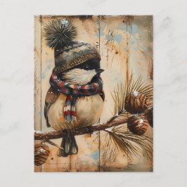 Weihnachtsgrüße mit niedlichem Vogel Postkarte