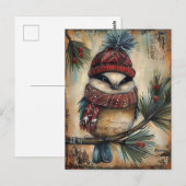 Weihnachtsgrüße mit niedlichem Vogel Postkarte (Vorne/Hinten)