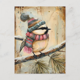 Weihnachtsgrüße mit niedlichem Vogel Postkarte