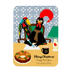 Weihnachtsgrüße mit portugiesischer Roosterkarte Magnet